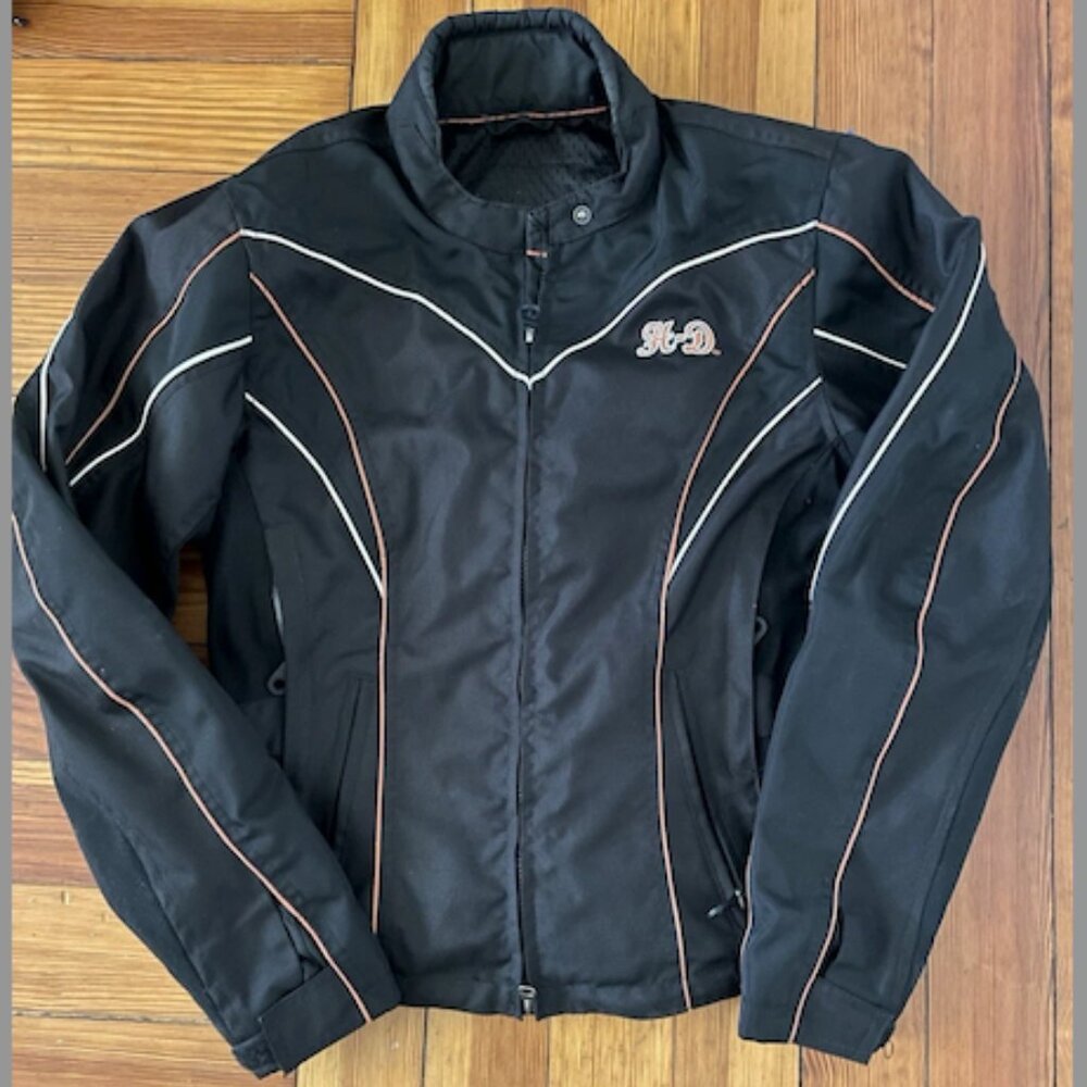 harley davidson womens jacket Large black waterproof reflective armor pockets
